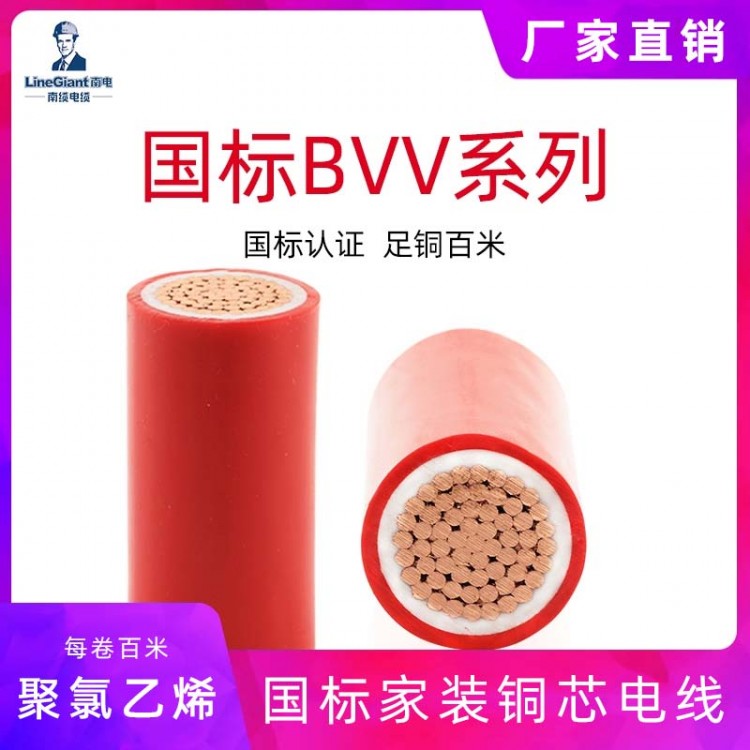 阻燃BVV-300/500V聚氯乙烯绝缘.护套家装电线